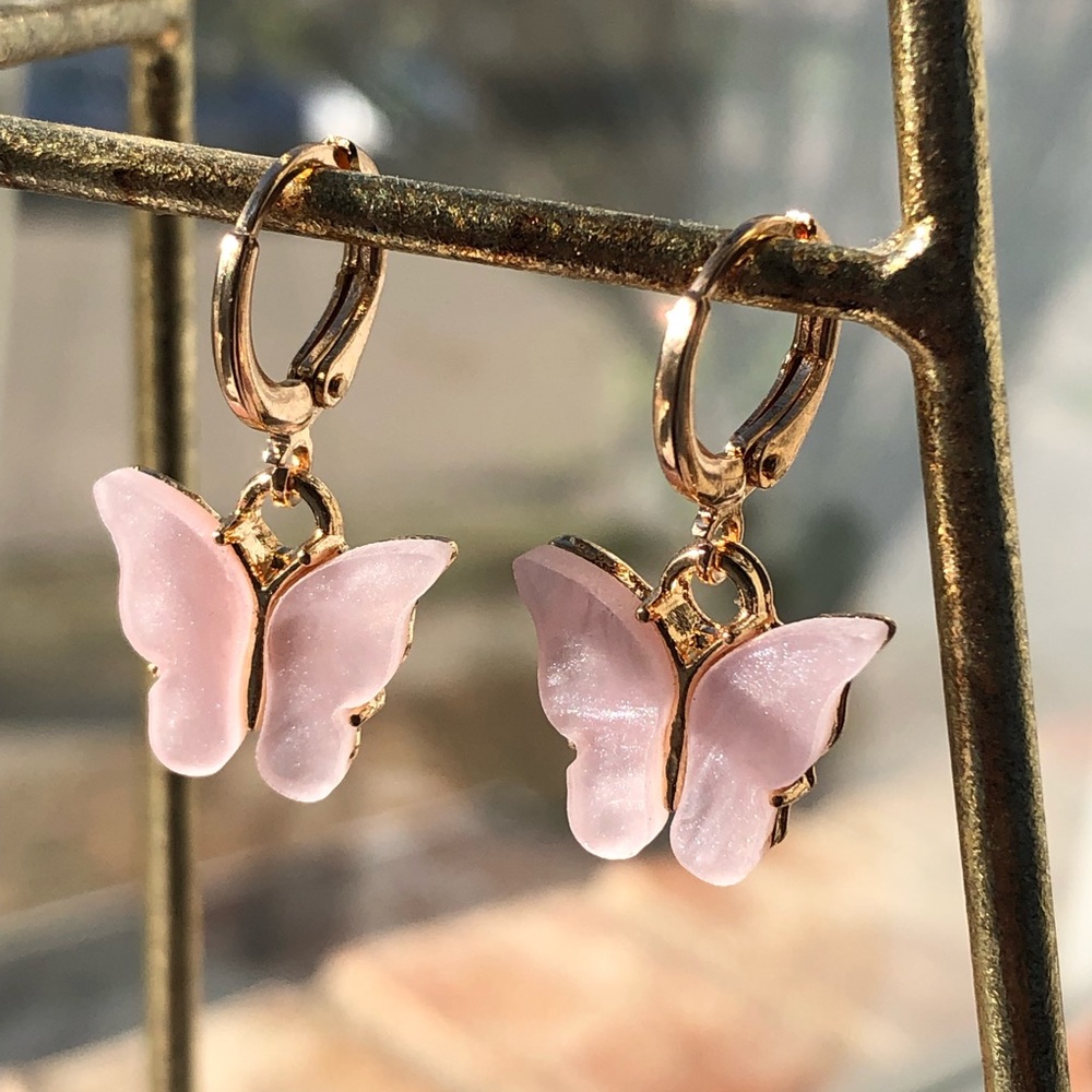 Light pink butterfly earrings